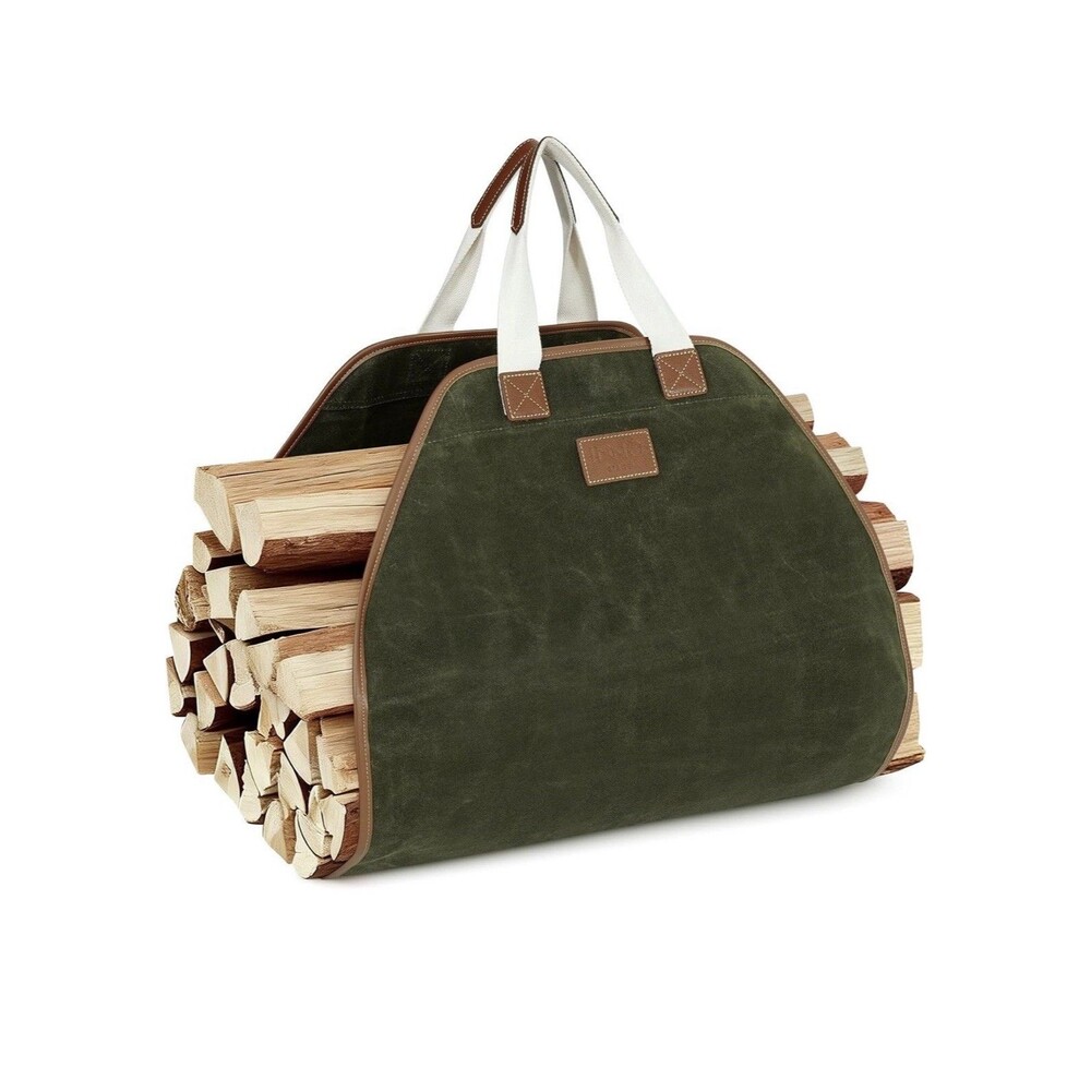 Firewood Carrier - Waxed Canvas Wood Carrier for Firewood, Heavy Duty Log Carrie